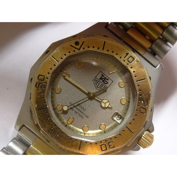 34mm TAG Heuer 3000 Pro 934.213 MidSize  2Tone Gold Steel 200M Quartz Dive Watch - Picture 1 of 14